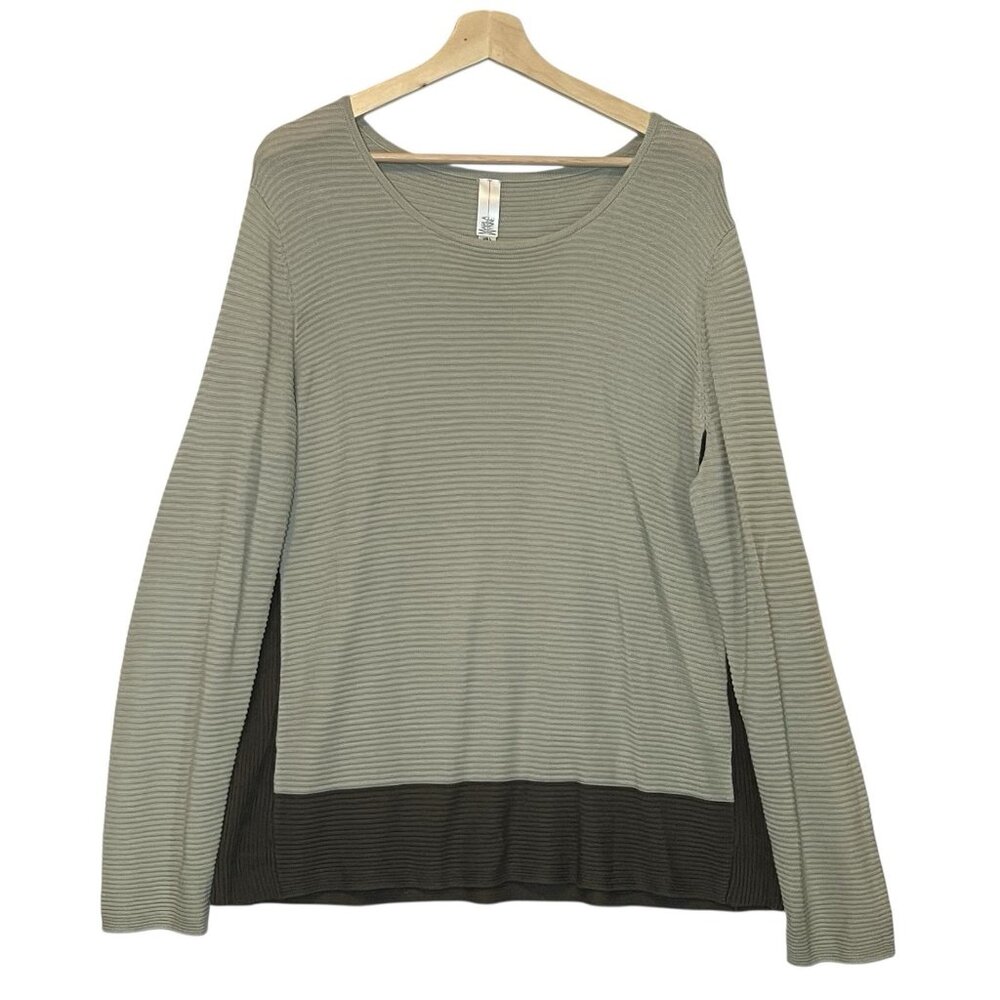 Marla Wynne Sweater Women’s Size Large Beige Brown Cotton Blend Long Sleeves